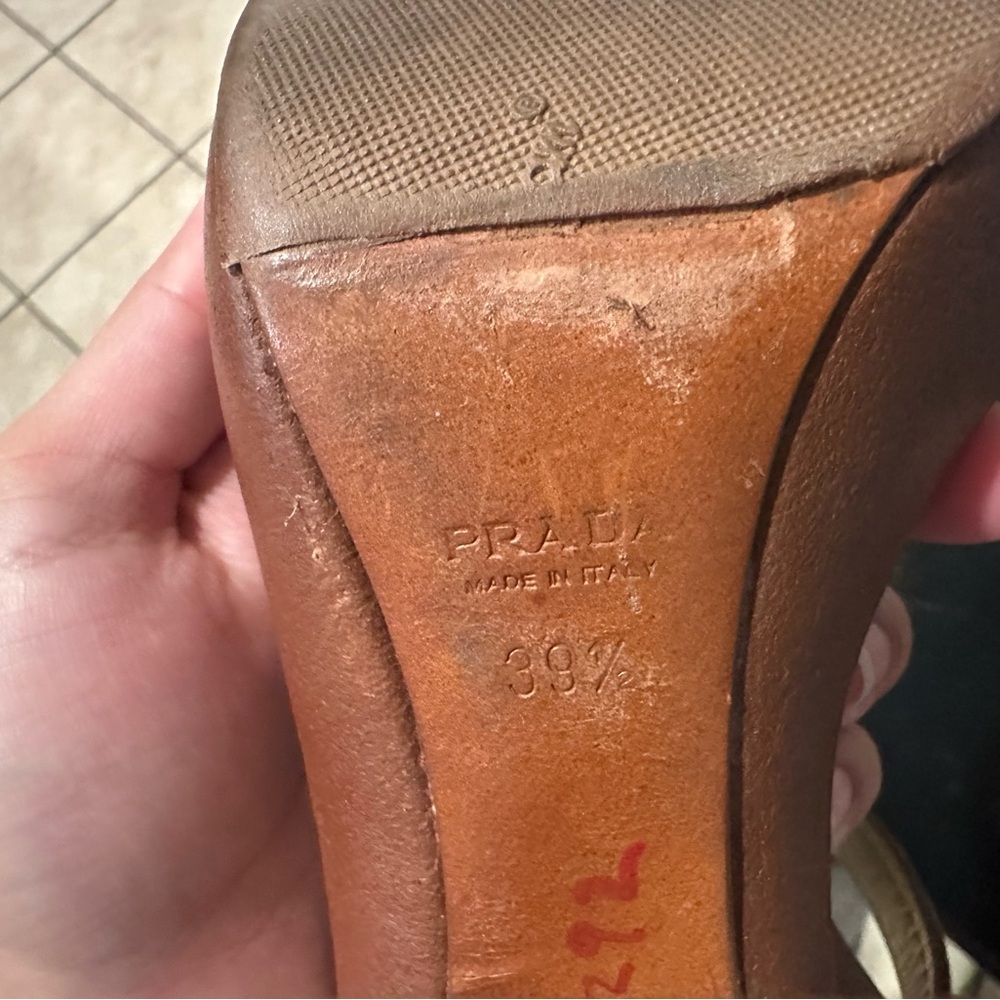 Prada Brown Strappy Platform Heels - Picture 6 of 6